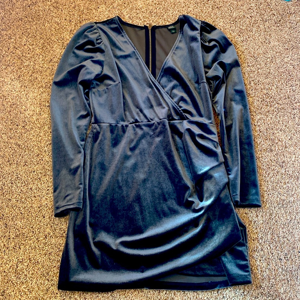 Wild fable mini party dress stretch velvet wrap dress